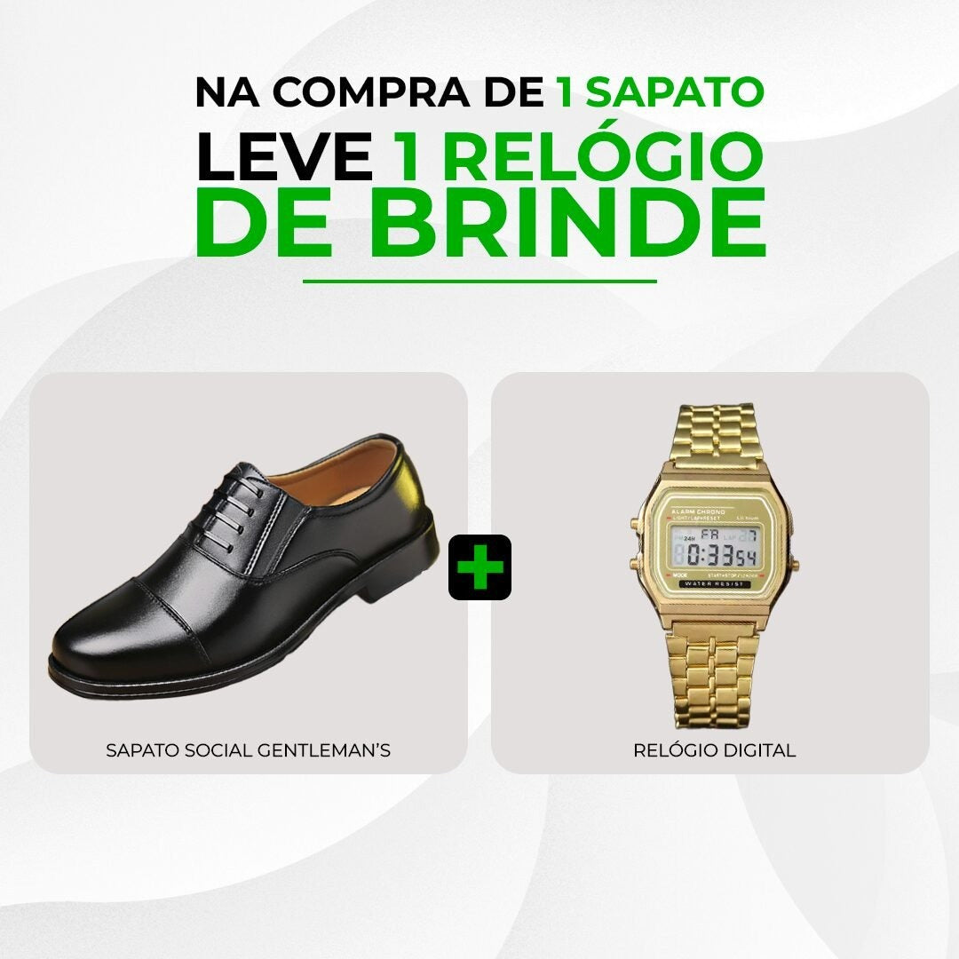 Sapato Masculino de Couro Genuíno Gentlemen’s + Brinde