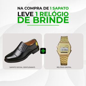 Sapato Masculino de Couro Genuíno Gentlemen’s + Brinde